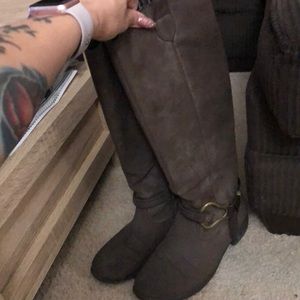 Brown knee high boots